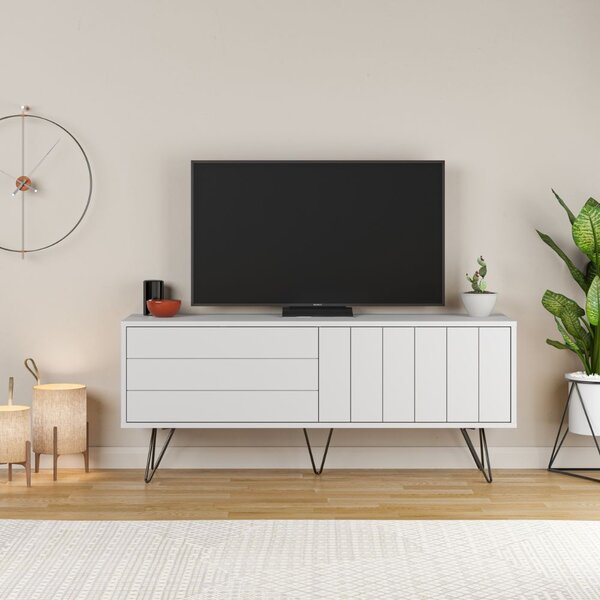 DecHome Mobile TV Contemporaneo 2 Ante Dimensioni 57x139x36 cm colore Bianco - Picadilly