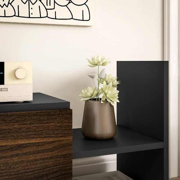 DecHome Mobile TV Industriale 1 Anta 4 Vani a Giorno in Legno Dimensioni 153,6x25x42 cm colore Nero e Marrone