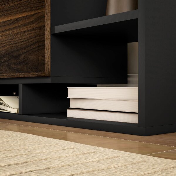 DecHome Mobile TV Industriale 1 Anta 4 Vani a Giorno in Legno Dimensioni 153,6x25x42 cm colore Nero e Marrone