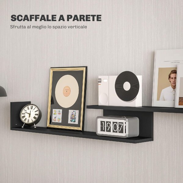 DecHome Mobile TV Industriale 1 Anta 4 Vani a Giorno in Legno Dimensioni 153,6x25x42 cm colore Nero e Marrone