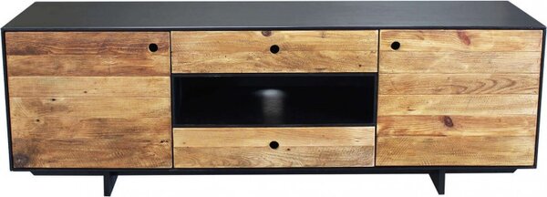 DecHome Mobile TV Industriale 2 Ante 2 Vani a Giorno 1 Cassetto in Legno Dimensioni 180x48x60 cm colore Marrone - Fresco