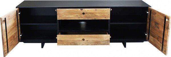 DecHome Mobile TV Industriale 2 Ante 2 Vani a Giorno 1 Cassetto in Legno Dimensioni 180x48x60 cm colore Marrone - Fresco