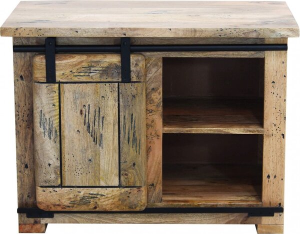 DecHome Mobile TV Industriale 1 Anta Scorrevole 2 Vani a Giorno in Legno Dimensioni 80x45x60 cm colore Marrone - Varese