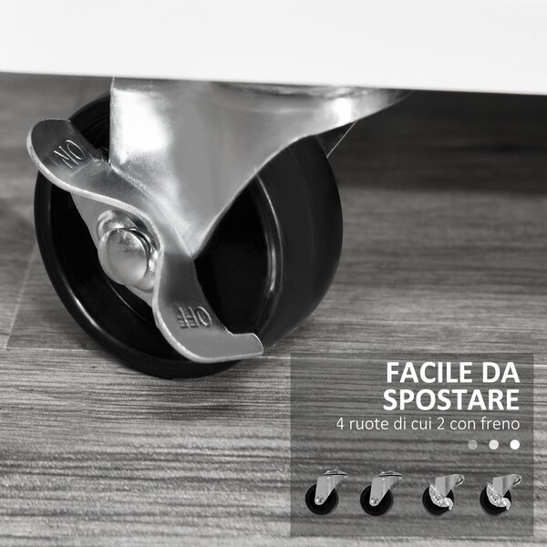 HOMCOM Mobiletto Multiuso minimalista per stampante, Ufficio e Casa con Cassetti di chiave e 4 ruote, 100x35x65cm, Bianco | Aosom Italy