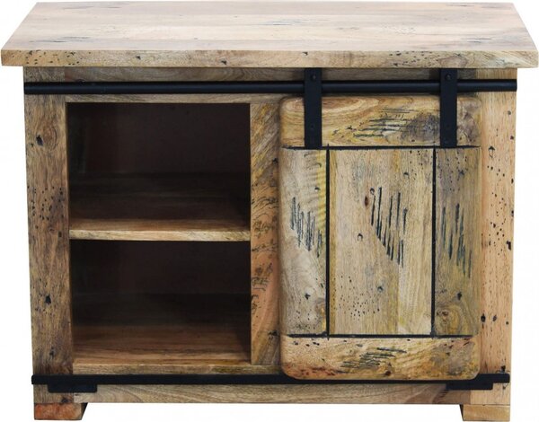 DecHome Mobile TV Industriale 1 Anta Scorrevole 2 Vani a Giorno in Legno Dimensioni 80x45x60 cm colore Marrone - Varese