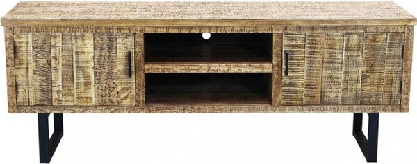 DecHome Mobile TV Industriale 2 Ante 2 Vani a Giorno in Metallo e Legno Dimensioni 160x45x60 cm colore Nero - Bordigherain