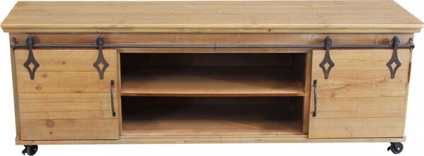 DecHome Mobile TV Industriale 2 Ante 4 Cassetti in Metallo e Legno Dimensioni 151x45x52 cm colore Marrone