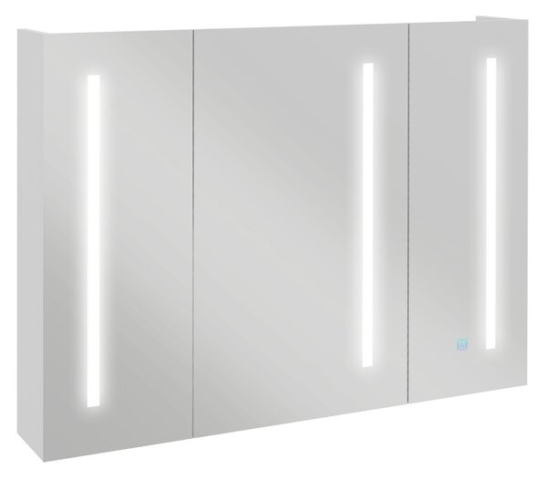 Kleankin Armadietto con Specchio con Ripiani Regolabili e Luci LED a 3 Colori, in MDF e Vetro, 90x15x70 cm, Bianco