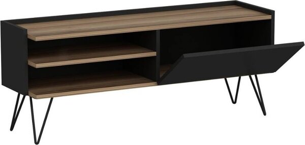 DecHome Mobile TV Moderno 1 Anta 2 Vani a Giorno Dimensioni 124x37x50 cm colore Nero - Aral