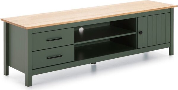 DecHome Mobile TV Moderno 1 Anta 2 Cassetti 2 Vani a Giorno in Legno Dimensioni 158x40x47 cm colore Verde - Miranda