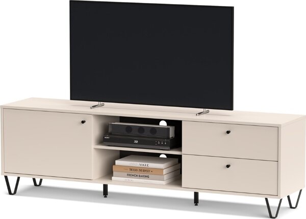 DecHome Mobile TV Moderno 1 Anta 2 Cassetti 2 Vani a Giorno Dimensioni 182x40x55,10 cm colore Cashmere - Aldo