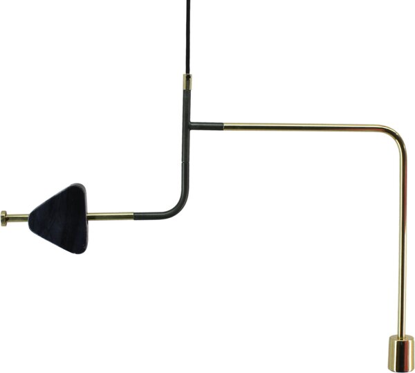 Lampada a sospensione Padiro, 62 x 4 x 47 cm - nera - in ferro - con braccio curvo e dettaglio geometrico