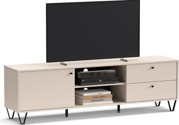 DecHome Mobile TV Moderno 1 Anta 2 Cassetti 2 Vani a Giorno Dimensioni 182x40x55,10 cm colore Cashmere - Aldo