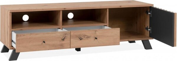 DecHome Mobile TV Moderno 1 Anta 2 Cassetti 2 Vani a Giorno Dimensioni 138x40x44 cm colore Rovere - Medan