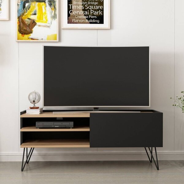 DecHome Mobile TV Moderno 1 Anta 2 Vani a Giorno Dimensioni 124x37x50 cm colore Nero - Aral