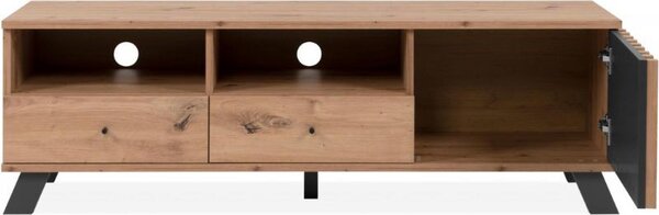 DecHome Mobile TV Moderno 1 Anta 2 Cassetti 2 Vani a Giorno Dimensioni 138x40x44 cm colore Rovere - Medan