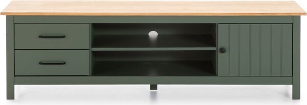 DecHome Mobile TV Moderno 1 Anta 2 Cassetti 2 Vani a Giorno in Legno Dimensioni 158x40x47 cm colore Verde - Miranda