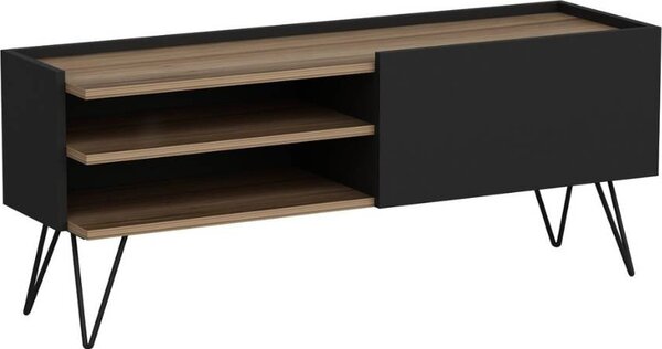 DecHome Mobile TV Moderno 1 Anta 2 Vani a Giorno Dimensioni 124x37x50 cm colore Nero - Aral
