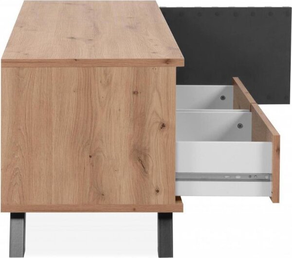 DecHome Mobile TV Moderno 1 Anta 2 Cassetti 2 Vani a Giorno Dimensioni 138x40x44 cm colore Rovere - Medan