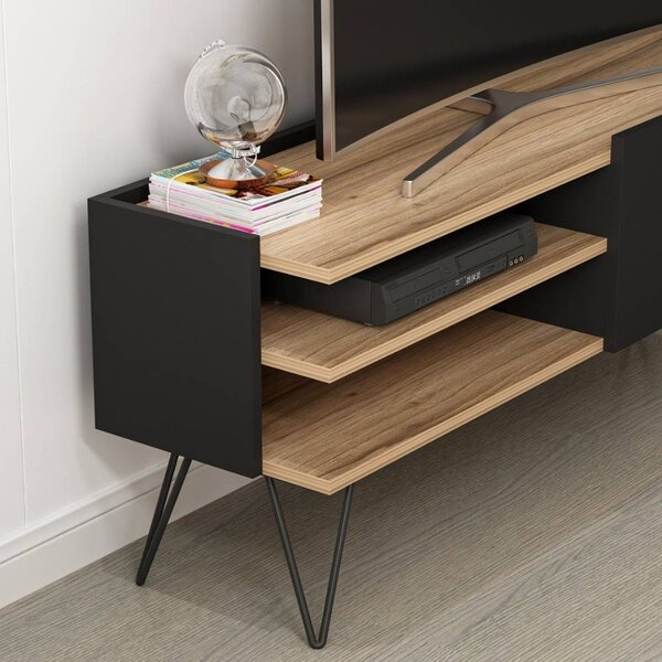 DecHome Mobile TV Moderno 1 Anta 2 Vani a Giorno Dimensioni 124x37x50 cm colore Nero - Aral