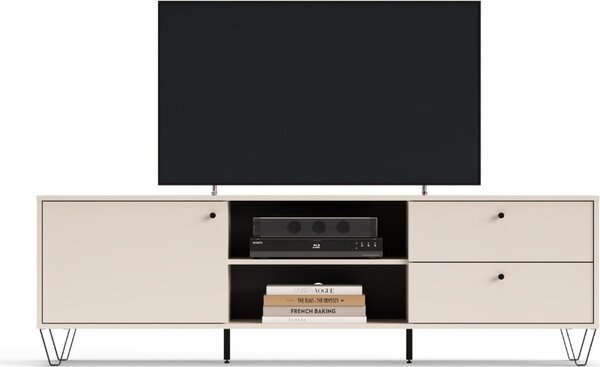 DecHome Mobile TV Moderno 1 Anta 2 Cassetti 2 Vani a Giorno Dimensioni 182x40x55,10 cm colore Cashmere - Aldo
