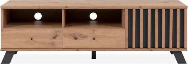 DecHome Mobile TV Moderno 1 Anta 2 Cassetti 2 Vani a Giorno Dimensioni 138x40x44 cm colore Rovere - Medan