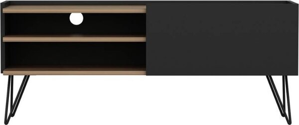 DecHome Mobile TV Moderno 1 Anta 2 Vani a Giorno Dimensioni 124x37x50 cm colore Nero - Aral