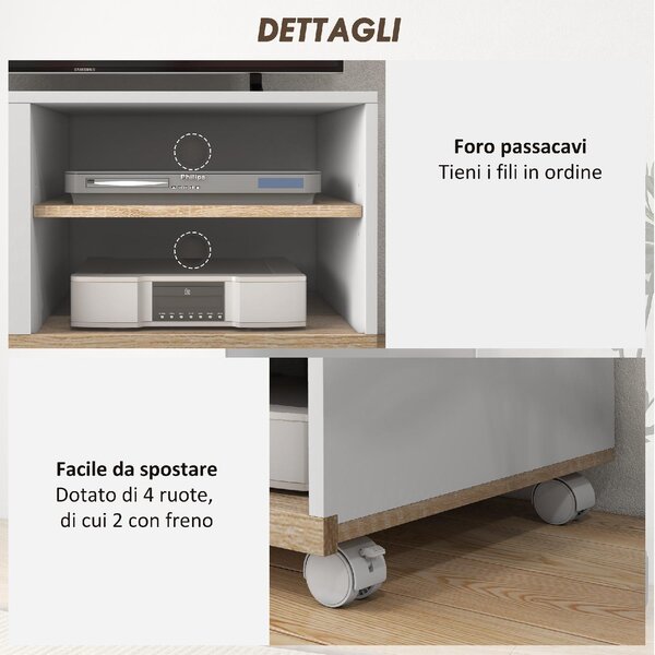 DecHome Mobile TV Moderno 1 Anta 2 Vani a Giorno Dimensioni 80x45x39,5 cm colore Bianco
