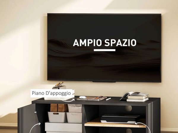 DecHome Mobile TV Moderno 1 Anta 2 Vani a Giorno Dimensioni 80x45x41 cm colore Nero