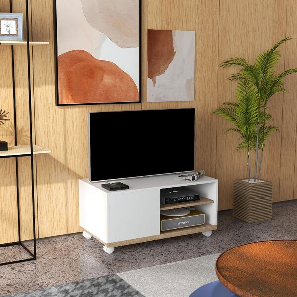 DecHome Mobile TV Moderno 1 Anta 2 Vani a Giorno Dimensioni 80x45x39,5 cm colore Bianco