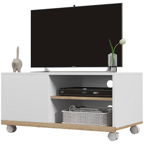 DecHome Mobile TV Moderno 1 Anta 2 Vani a Giorno Dimensioni 80x45x39,5 cm colore Bianco