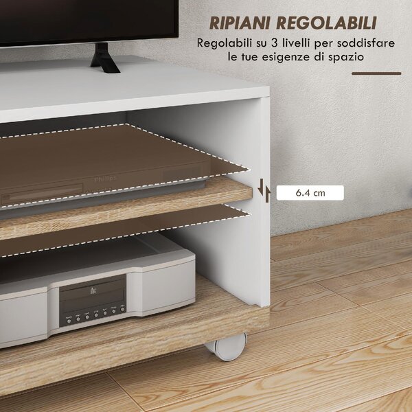 DecHome Mobile TV Moderno 1 Anta 2 Vani a Giorno Dimensioni 80x45x39,5 cm colore Bianco