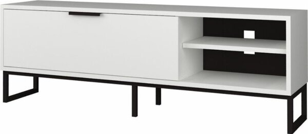 DecHome Mobile TV Moderno 1 Anta 2 Vani a Giorno in Metallo Dimensioni 140x35x45 cm colore Bianco - Way