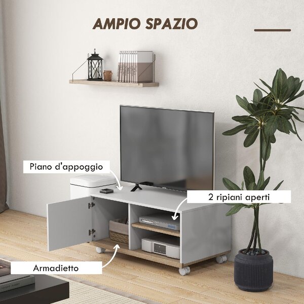 DecHome Mobile TV Moderno 1 Anta 2 Vani a Giorno Dimensioni 80x45x39,5 cm colore Bianco
