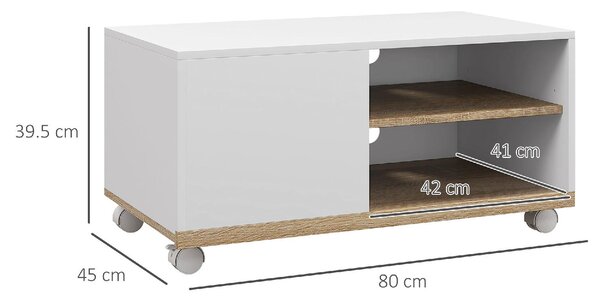 DecHome Mobile TV Moderno 1 Anta 2 Vani a Giorno Dimensioni 80x45x39,5 cm colore Bianco