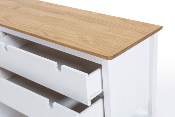 DecHome Mobile TV Moderno 1 Anta Scorrevole 2 Cassetti in Legno Dimensioni 158x40x49,6 cm colore Bianco