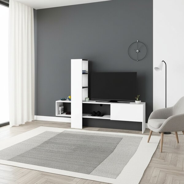 DecHome Mobile TV Moderno 1 Anta Vani a Giorno Dimensioni 180x38x138 cm colore Bianco - Troya