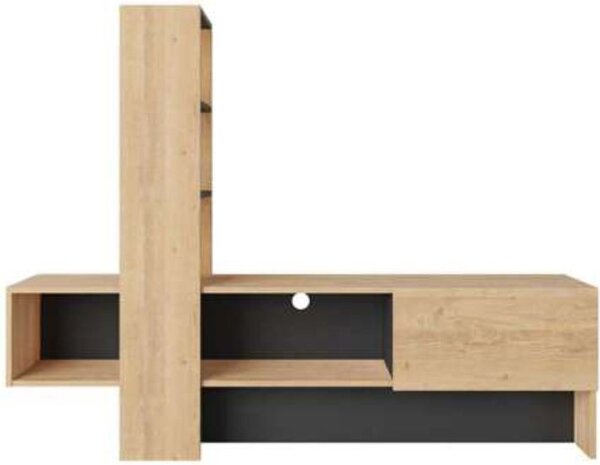 DecHome Mobile TV Moderno 1 Anta Vani a Giorno Dimensioni 180x38x138 cm colore Antracite e Rovere - Troya