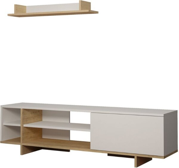 DecHome Mobile TV Moderno 1 Anta 4 Vani a Giorno Dimensioni 160x35,5x44 cm colore Bianco - Stockton