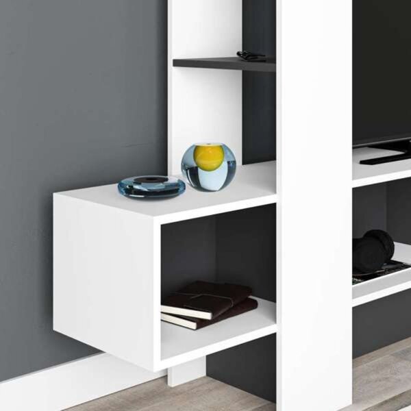 DecHome Mobile TV Moderno 1 Anta Vani a Giorno Dimensioni 180x38x138 cm colore Bianco - Troya