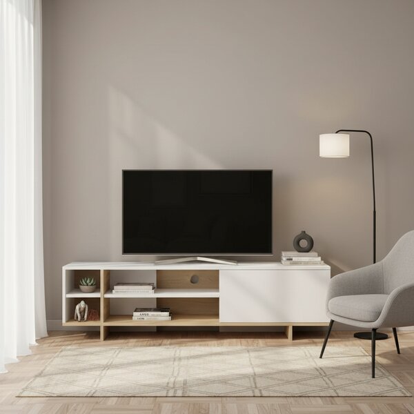 DecHome Mobile TV Moderno 1 Anta 4 Vani a Giorno Dimensioni 160x35,5x44 cm colore Bianco - Stockton