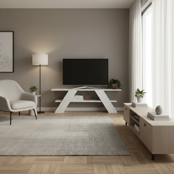 DecHome Mobile TV Moderno 1 Mensola Dimensioni 120x33,5x40 cm colore Bianco - Farfalla
