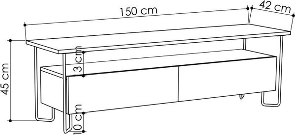 DecHome Mobile TV Moderno 2 Ante 1 Vano a Giorno Dimensioni 150x42x45 cm colore Tortora - Cornea