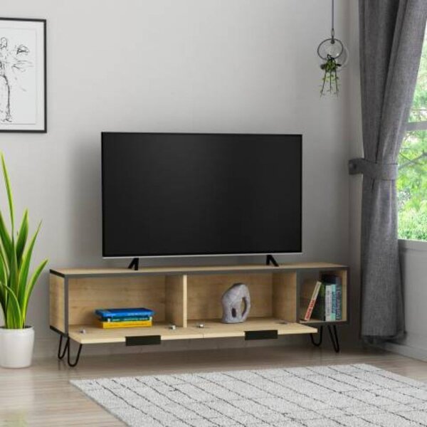 DecHome Mobile TV Moderno 2 Ante 1 Vano a Giorno Dimensioni 150x35x50 cm colore Rovere - Furoki
