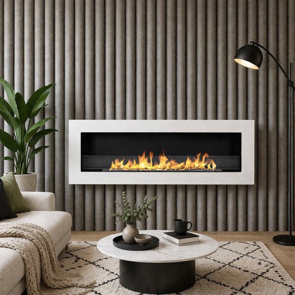 Divina Fire Camino a Bioetanolo da Incasso Parete Biocamino 120x40 colore Bianco Livorno 120 - DF1200LIVORNOW