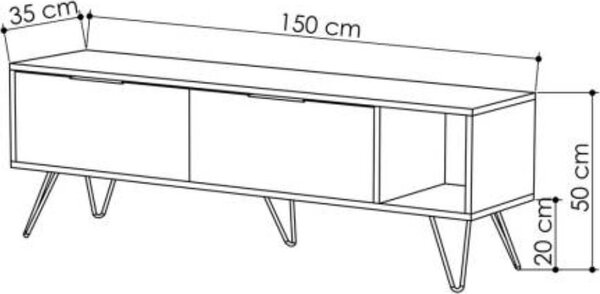 DecHome Mobile TV Moderno 2 Ante 1 Vano a Giorno Dimensioni 150x35x50 cm colore Rovere - Furoki