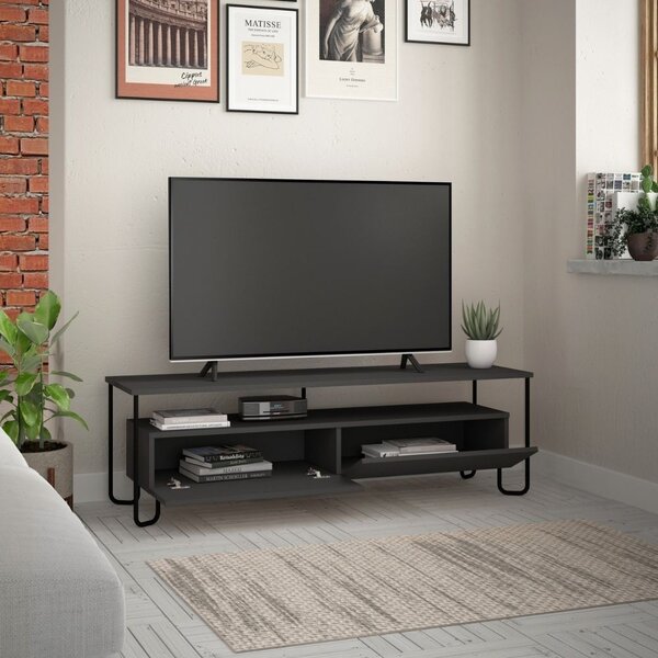 DecHome Mobile TV Moderno 2 Ante 1 Vano a Giorno Dimensioni 150x42x45 cm colore Antracite - Cornea