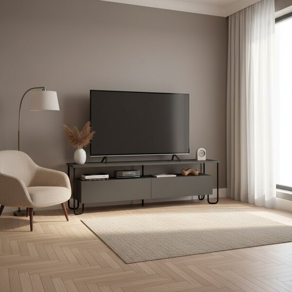 DecHome Mobile TV Moderno 2 Ante 1 Vano a Giorno Dimensioni 150x42x45 cm colore Antracite - Cornea