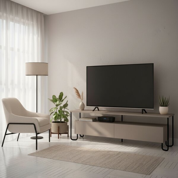 DecHome Mobile TV Moderno 2 Ante 1 Vano a Giorno Dimensioni 150x42x45 cm colore Tortora - Cornea
