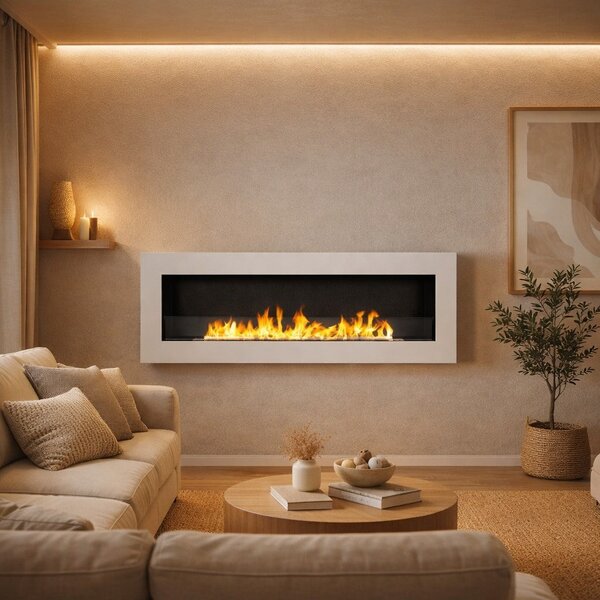 Divina Fire Camino a Bioetanolo da Incasso Parete Biocamino 120x40 colore Bianco Livorno 120 - DF1200LIVORNOW